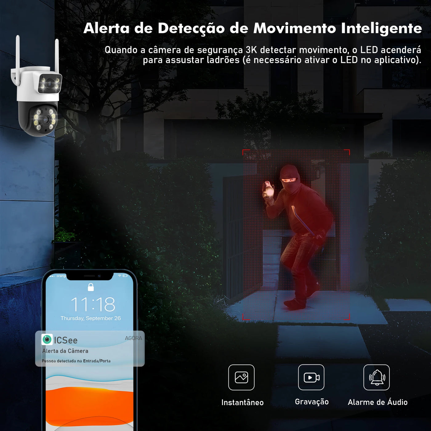 Câmera de Segurança Wi-Fi iCSee com Visão Noturna