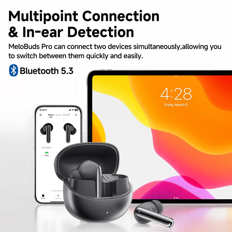 Fone Bluetooth QCY MeloBuds Pro com Cancelamento de Ruído ANC