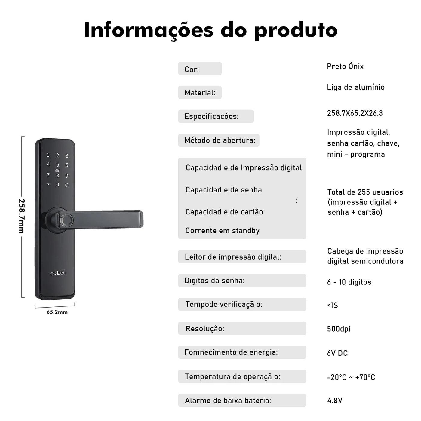 Fechadura Inteligente Tuya Wi-Fi com Senha e Aplicativo